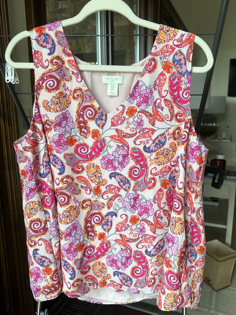 St. Tropez Pink Multi Paisley V-Neck Camisole